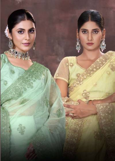 JAYSHREE 2265 COLOUR'S 2265A TO 2265D DESIGNER ORGANZA NET SAREE WHOLESALER IN SURAT